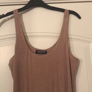 Nude Fashion Nova Bodycon Midi Dress, Size Medium